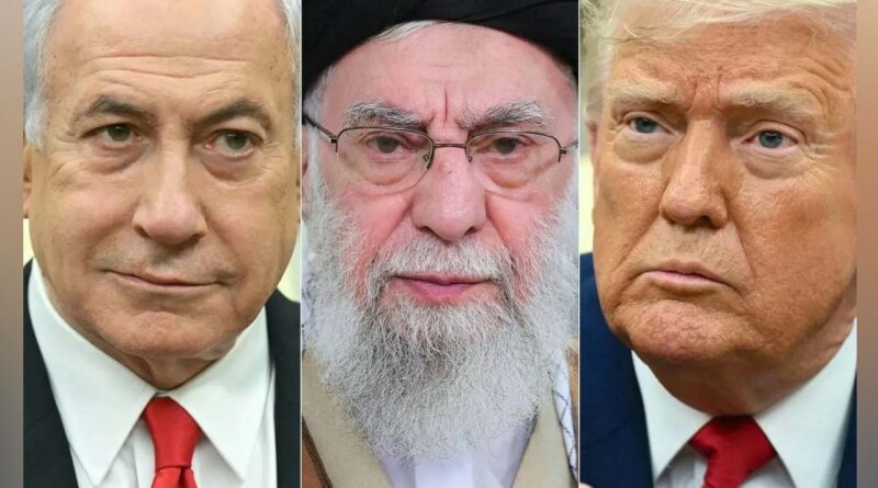 A combined image of US President Donald Trump, Iran’s Supreme Leader Ali Khamenei, and Israeli Prime Minister Benjamin Netanyahu