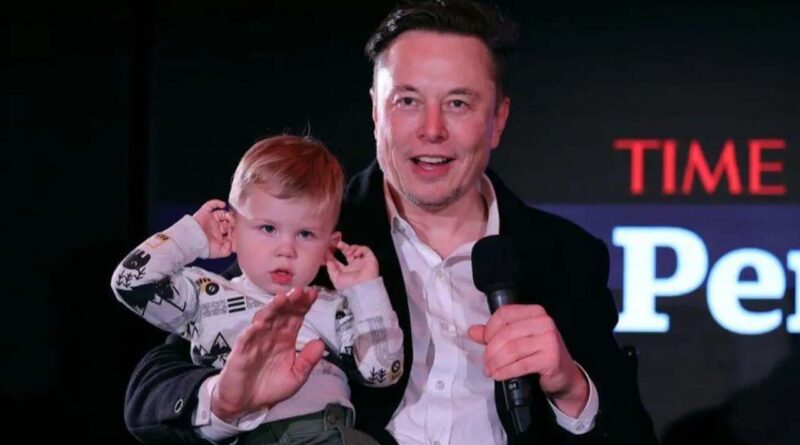 elon musk with his son