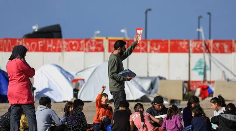 A volunteer organizes activities and games for displaced children in Beirut