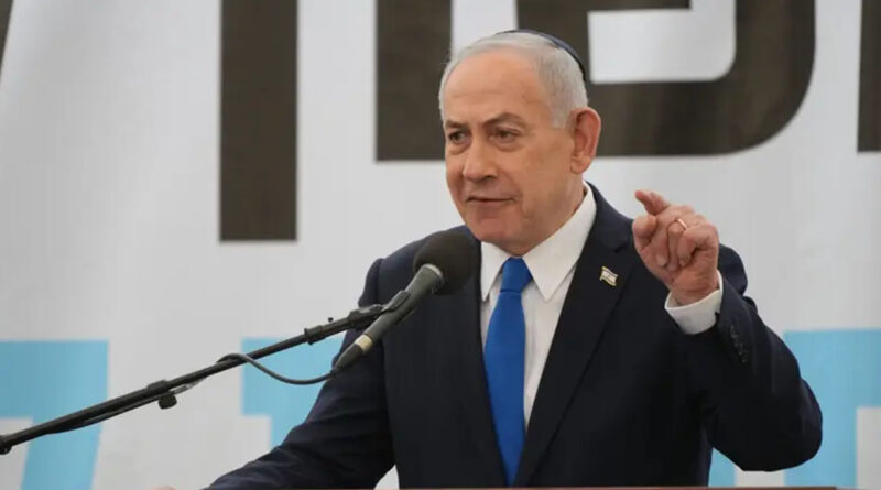 Israel's Prime Minister Benjamin Netanyahu reacts during the funeral of Israeli hostage Ran Gvili