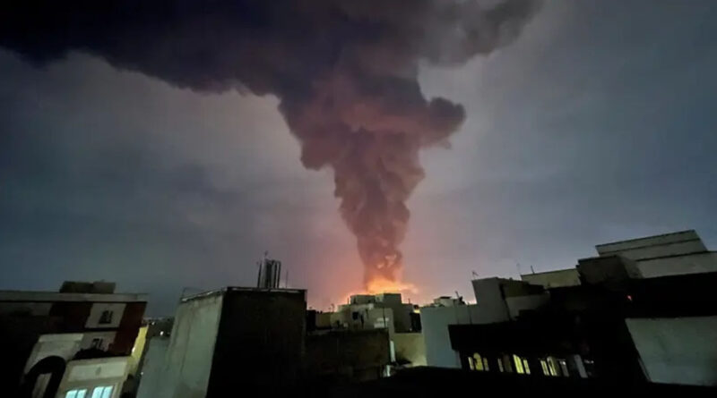 Smoke rises following an explosion in Tehran
