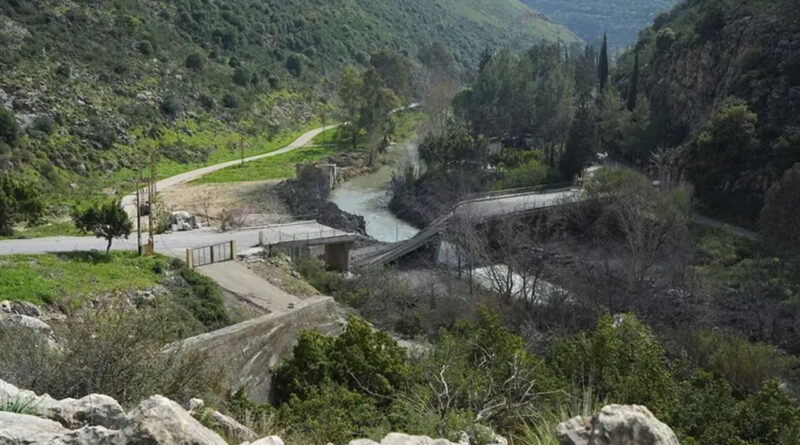 The damaged Zrarieh Bridge over the Litani river, after it was hit by an Israeli strike,