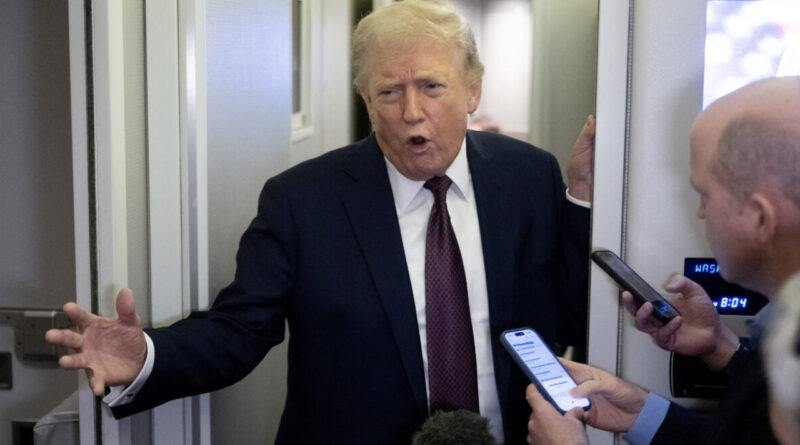 Trump speaking to journos on board Air Force One