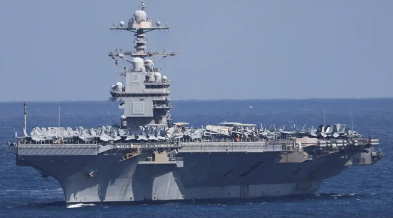 USS Gerald R. Ford aircraft carrier at Souda Bay on the island of Crete