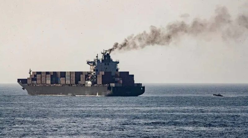 US forces patrol near the Iranian-flagged cargo ship MV Touska after it was boarded and seized by US forces on Sunday