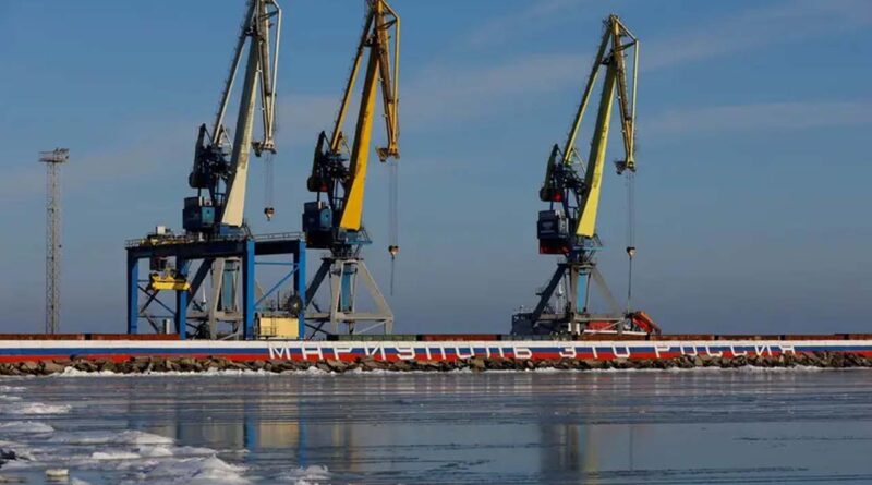 A view shows cranes at the port in the course of Russia-Ukraine conflict in Mariupol