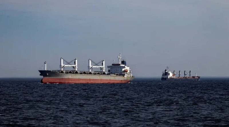 Cargo ships are seen from a patrol boat of Ukraine’s coast guard as they sail in the Black Sea, amid Russia’s attack on Ukraine, February 7, 2024