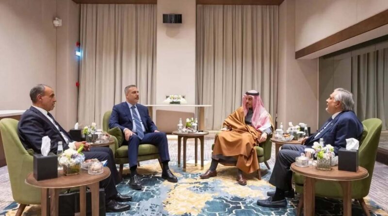 Foreign ministers attend a four-way meeting in Riyadh on March 20