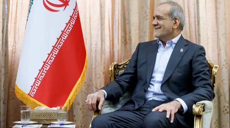 Iran's President Masoud Pezeshkian looks on during a meeting with Pakistan’s army chief in Tehran on May 23, 2026