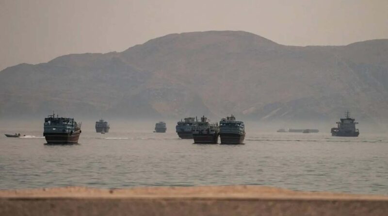 Vessels are anchored in the Strait of Hormuz, as seen from Musandam, Oman, June 19, 2026