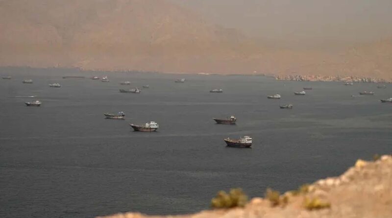 Vessels at the Strait of Hormuz, as seen from Musandam, Oman, June 18, 2026